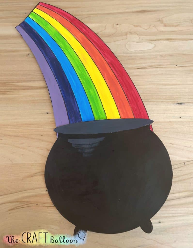 rainbow and pot attached with glue