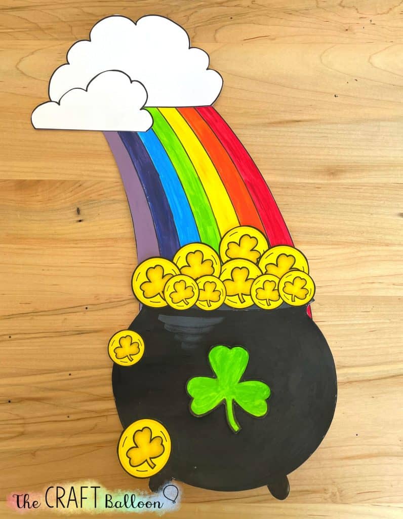 Completed pot of gold paper craft