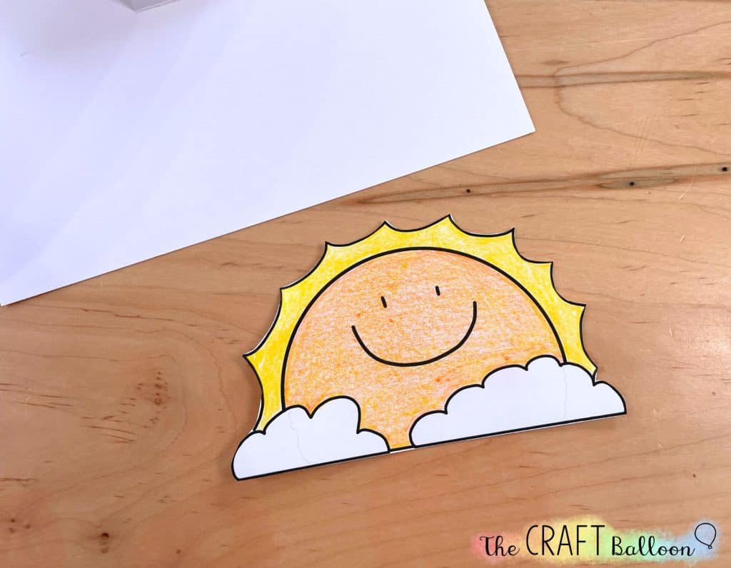 Cut out sunshine template for pop up card